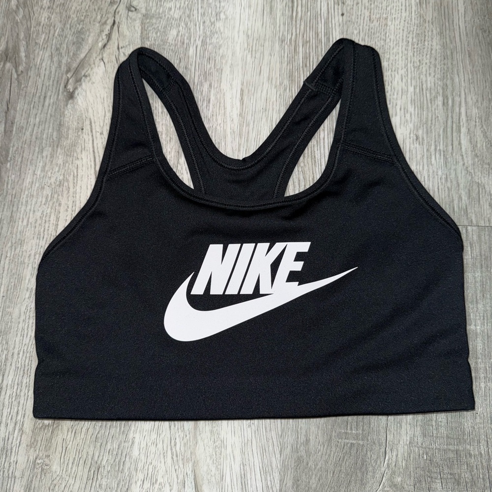 Nike Black Sports Bra with White Swoosh Logo